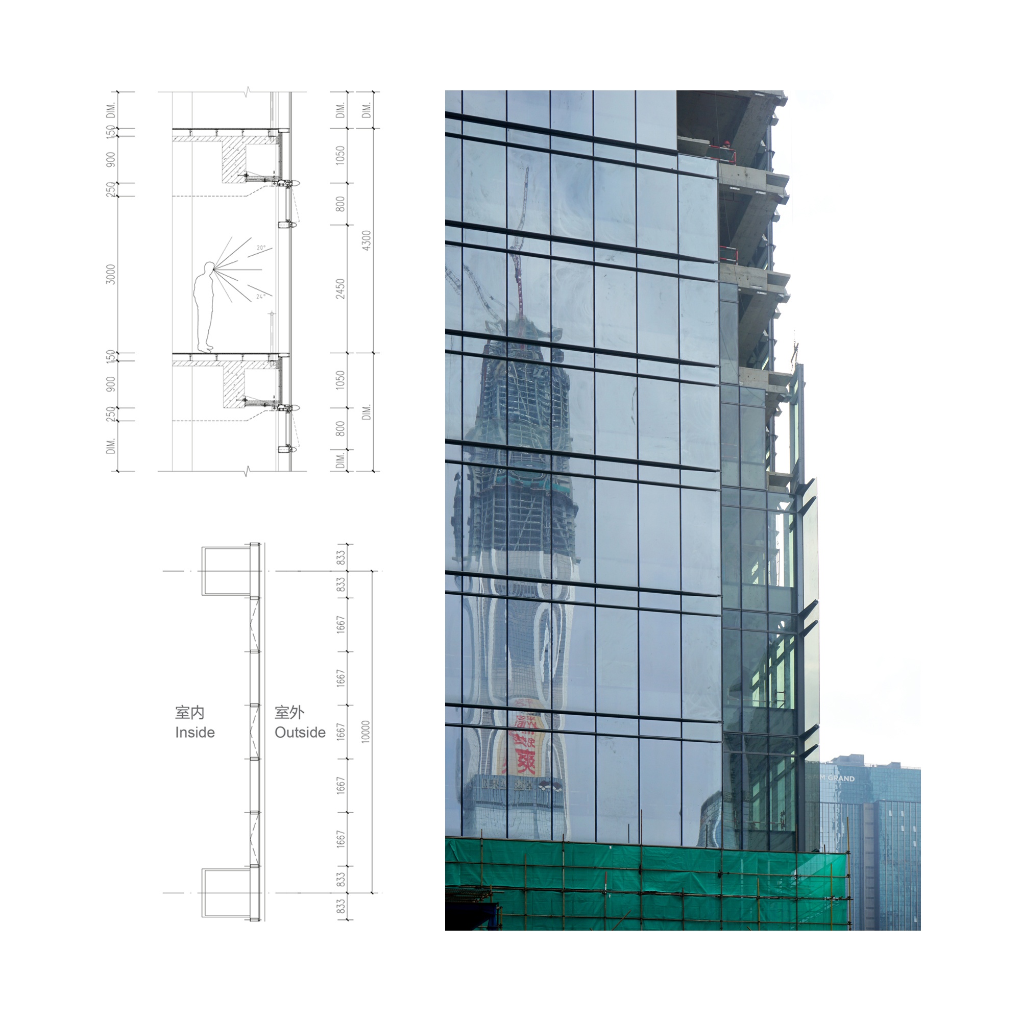 Wongtee Tower Facade detail in the construction phase